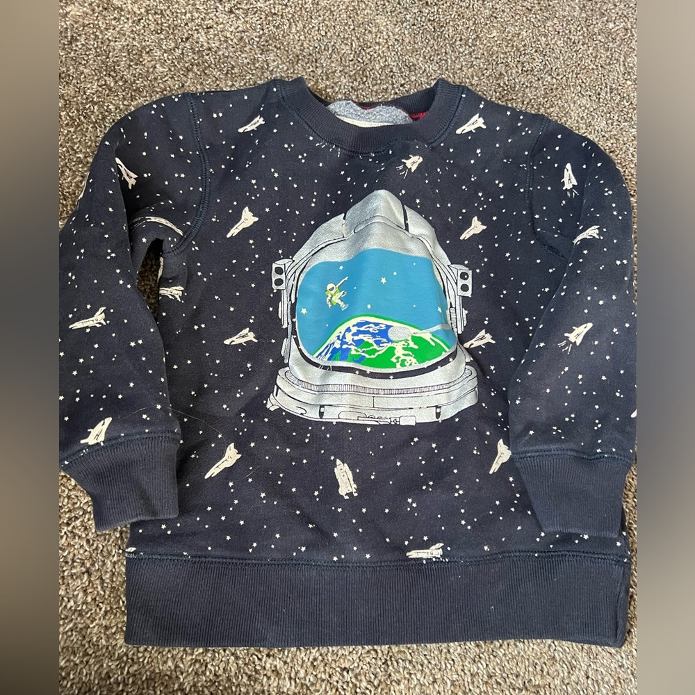 Boden Space Adventure Kids Sweatshirt - Navy and Silver